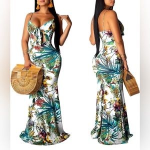 Women's Summer Floral Spaghetti Strap Long Maxi Dress